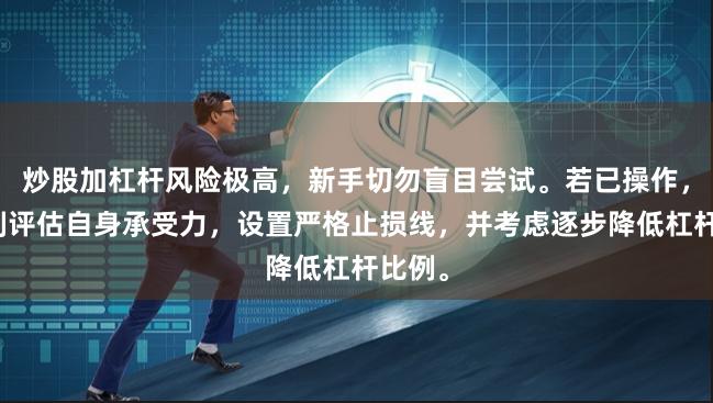 炒股加杠杆风险极高，新手切勿盲目尝试。若已操作，应立刻评估自身承受力，设置严格止损线，并考虑逐步降低杠杆比例。